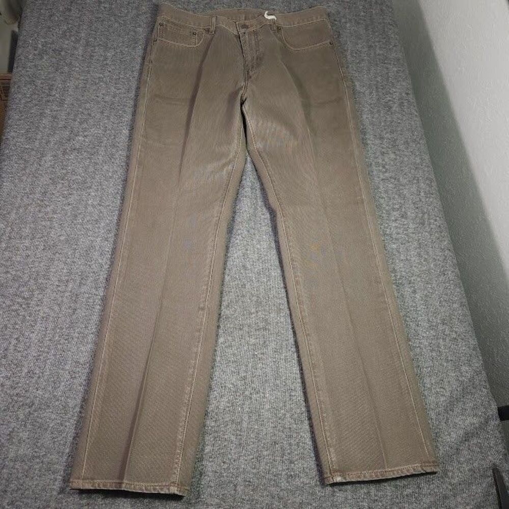 Levis 513 Bedford Cord Corduroy Pants Men 35x32 Brown Straight White Tab Starch